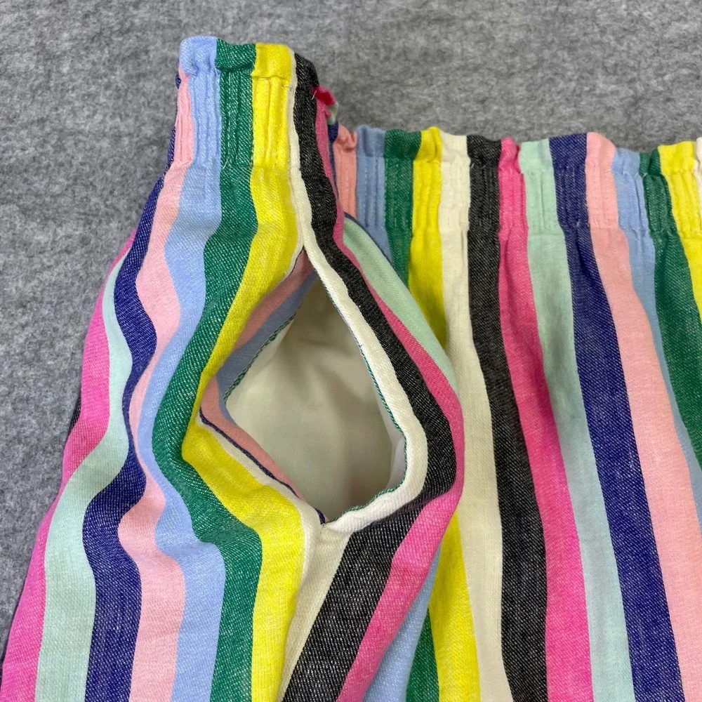 J.Crew Multi Color Striped Linen Blend Paperbag Waist Mini Skirt Size 8